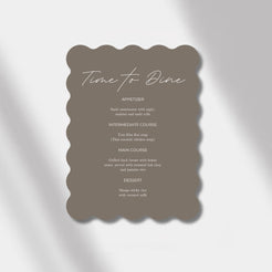 wedding menu anthracite scalloped elegance