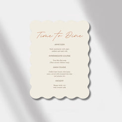 wedding menu beige/terracotta scalloped elegance