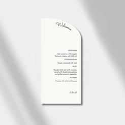 wedding menu luminous noir off white