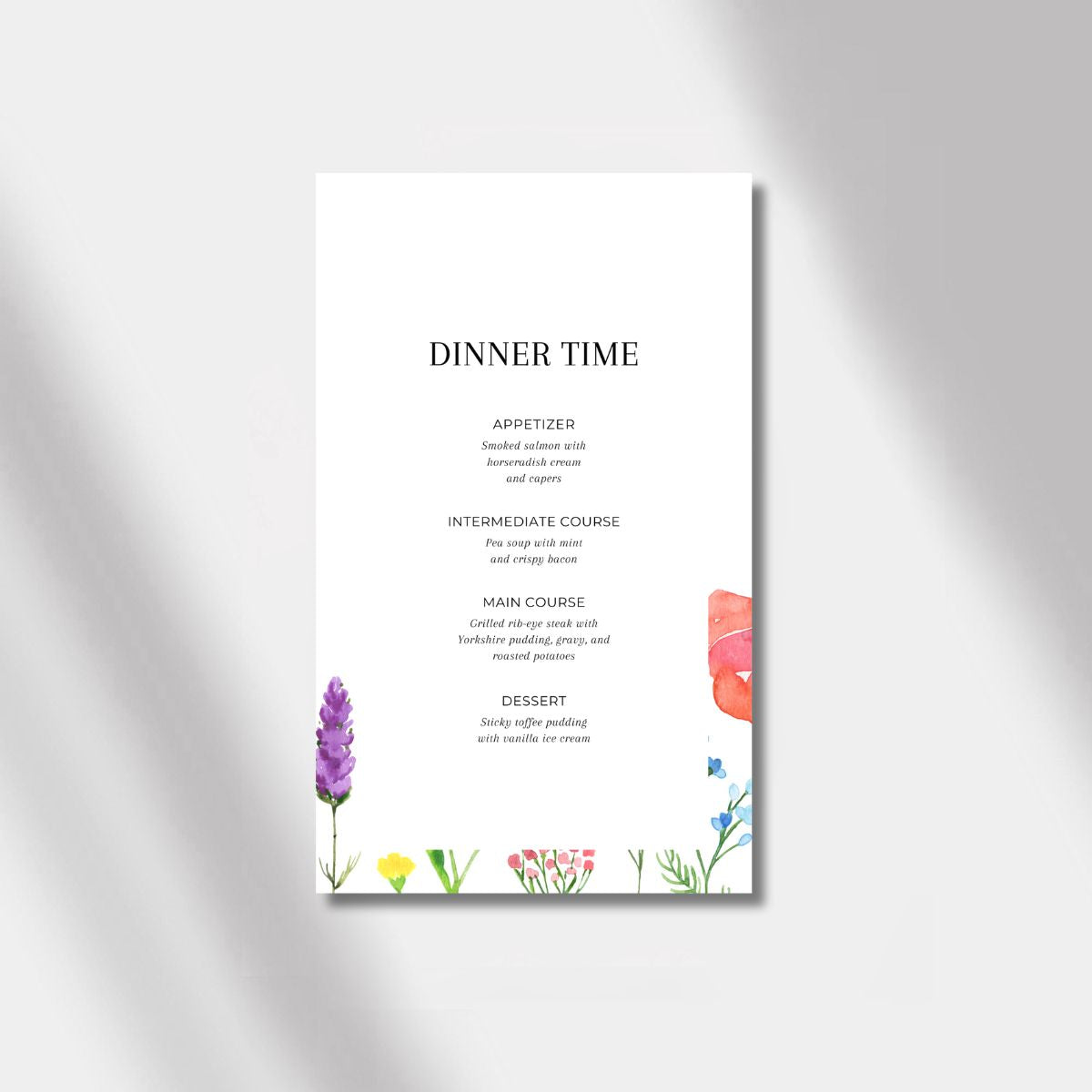 wedding menu poppy bliss