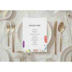 wedding menu poppy bliss design