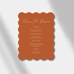 wedding menu terracotta scalloped elegance