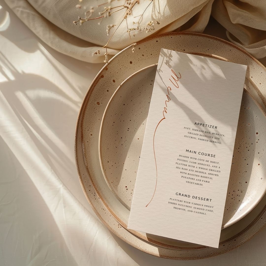 wedding menu timeless minimal design 2