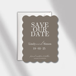 wedding save the date white anthracite scalloped elegance
