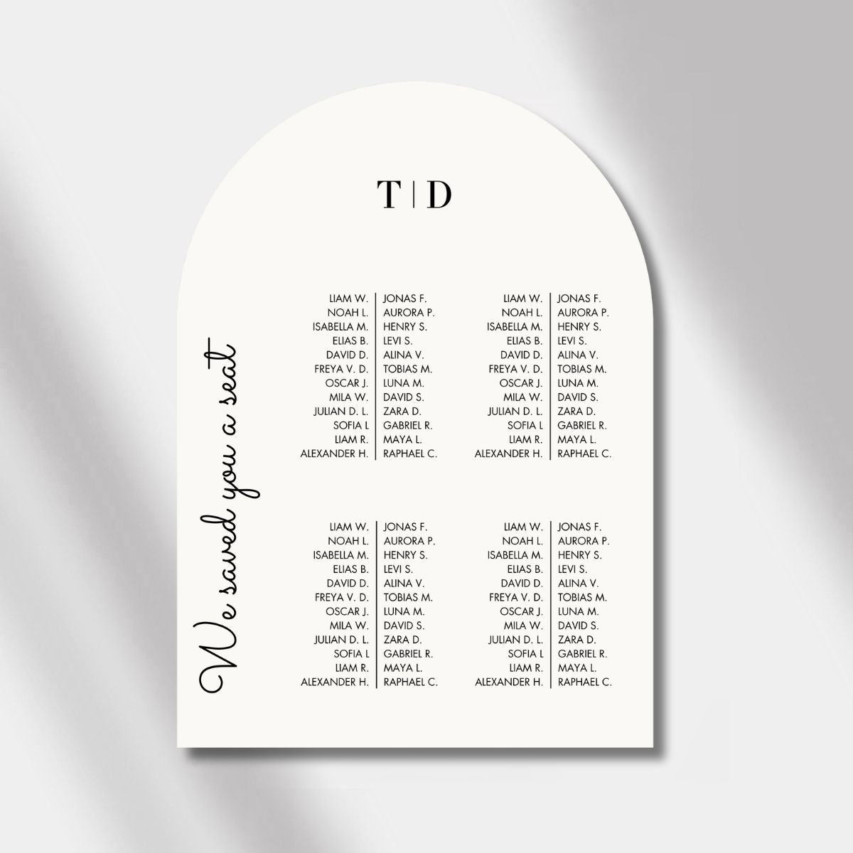 wedding seating chart off white luminous noir
