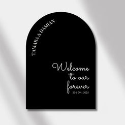 wedding welcome sign luminous noir black